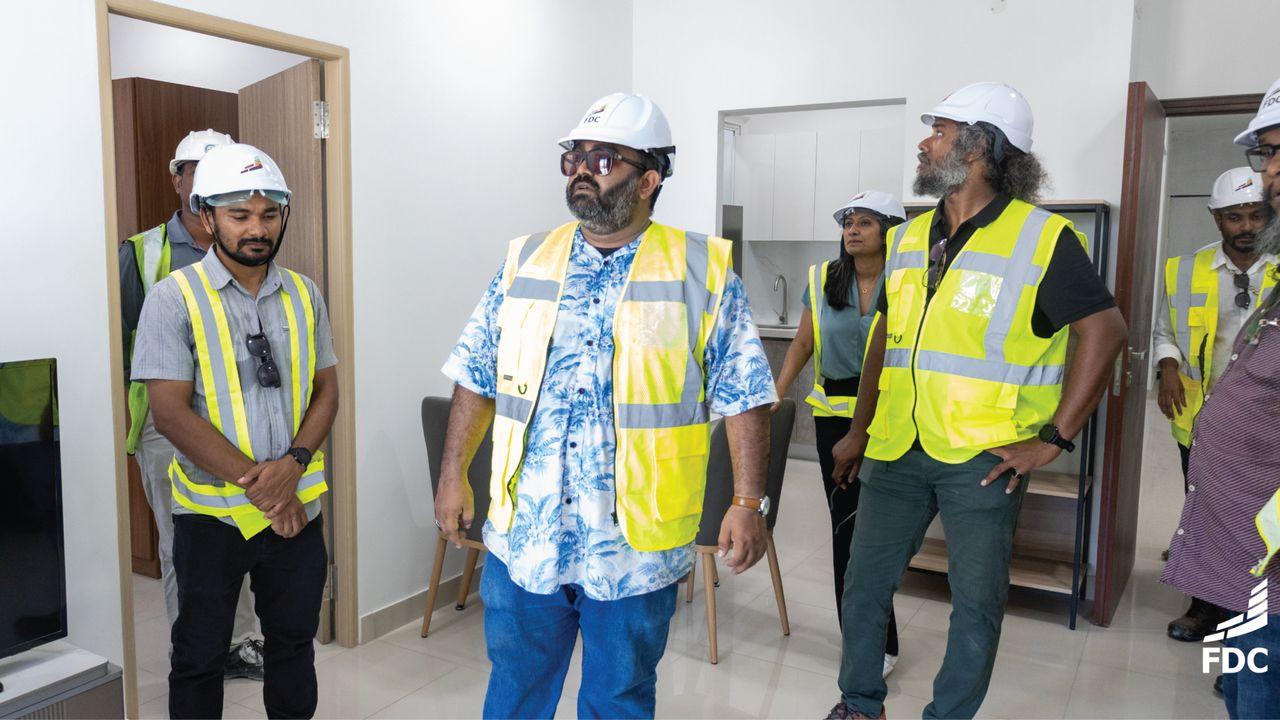 MD Hamdhan Shakeel inspects the progress at gedhoruveriya social housing project site